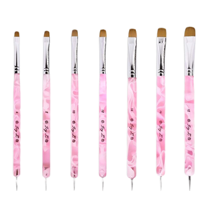 Pinceau plat français pour ongles, pinceau doux pour gel, pinceau pour dessin de lignes en acrylique et marbré pour manucure et nail art - Product Image 1