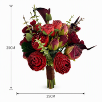 Bouquet de mariée artificiel vintage bordeaux, bouquet de fleurs de ranunculus et de calla pour la mariée, cérémonie de mariage, photographie