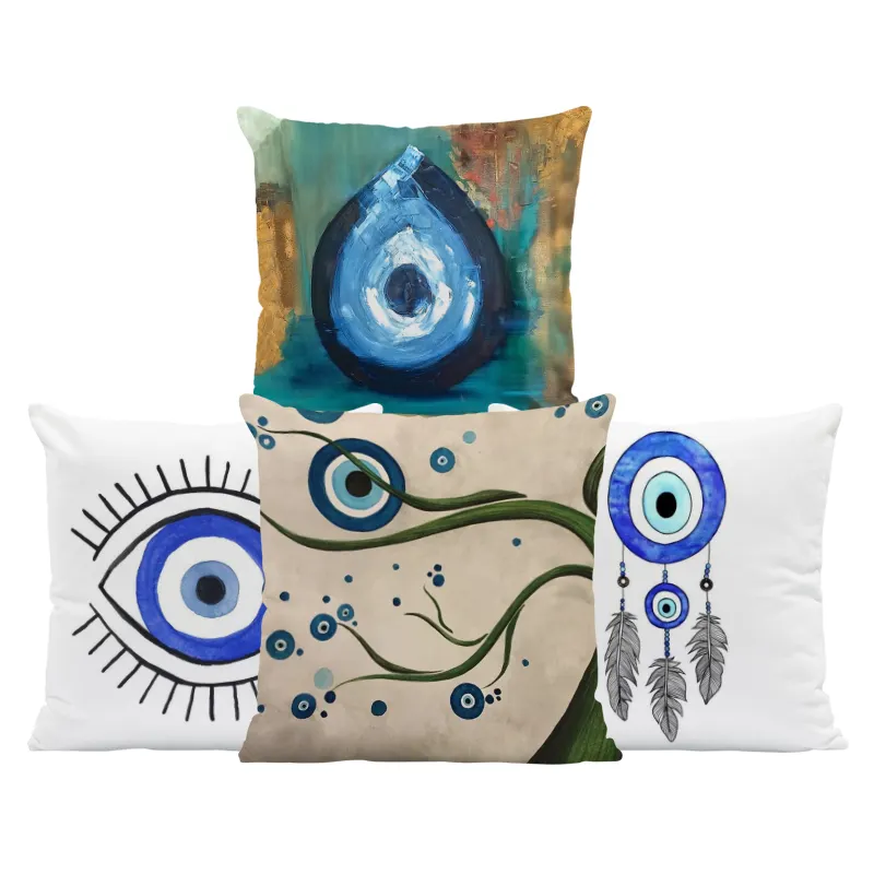 Cheap Digital Photo Cushions Evil Eye 18 X 18 For Sublimation Velvet Decor Decorative Pillows Covers Sofa