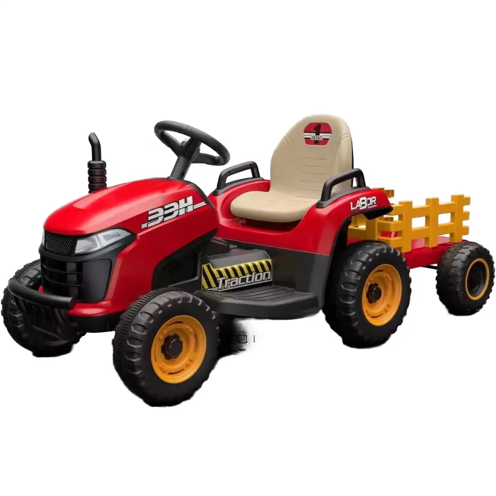 VIP Buddy 12V Battery Electric Tractor Ride-On Cars for Kids Plastic Power Toy for Ages 2+ Years Featuring Pictures