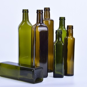 Bouteilles en verre cylindriques vides vert foncé de 100-1000 ml avec bouchon en aluminium pour huile d'olive, tequila, biscuits, emballage inclus - Product Image 2