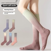 Chaussettes de compression pour femmes pour Fitness Yoga longues jambes amincissantes respirant pression tricoté équipage haut printemps Logo manchette pour la course