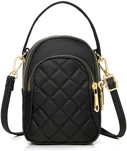 Durable High Quality <strong>Small</strong> Multi-Pocket Crossbody Phone Purse <strong>Black</strong> Women Quilted Crossbody Cell Phone <strong>Handbag</strong> - Product Image 2