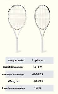 Raquette de tennis professionnelle - Fibre de carbone intégrale, conception monobloc en nylon |   Anti-choc et anti-torsion |   Poignée antidérapante extra résistante | - Product Image 5