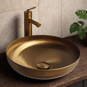 Lavabo de comptoir en acier inoxydable 304, pour villa, gîte, maternelle, <span class=keywords><strong>petit</strong></span> lavabo pour se laver les mains, rond épaissi, couleur or - Product Image 2