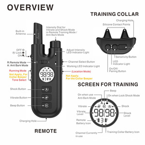 Wasserdichte elektrische Fernbedienung Wiederauf lad bares Hunde trainings halsband Stop Barking <span class=keywords><strong>3</strong></span> Trainings modus Beep Vibration Hundes chock halsband - Product Image 5