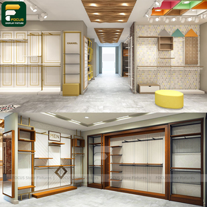 Contemporary Clothing Boutique Garment <b>Display</b> <b>Cabinet</b> <b>Wall</b> Rack Cashwrap Counter Shelf Lighting Fixture - Product Image 6