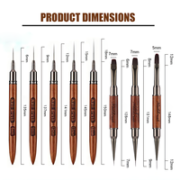 Stylo à pointe ultra-fine double tête en bois de santal pour nail art, dessin de fleurs et détails fins