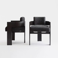 Fauteuil individuel décontracté de style Wabi-sabi du milieu du siècle, design moderne et minimaliste, en bois massif, rétro, avec accoudoirs, chaise de salle à manger en laine d'agneau