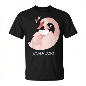 T-shirt Swan Dive pour les amoureux de la nature, rétro, avec oiseaux, lac, danse de ballet - Product Image 2