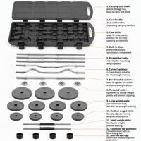 Ensemble d'haltères réglables de 55 kg avec étui en plastique, kit de musculation à domicile en acier