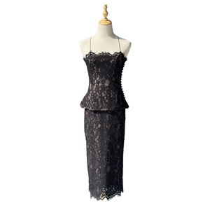 Women's Glam Lace Luxury Off Shoulder Bandeau Cami Top Slim Fit Skirt Elegant 2-Piece <b>Set</b> - Product Image 5