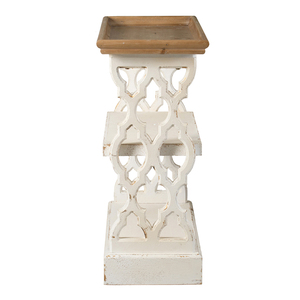 Mesa Consola Estilo Rústico Francés con Bandeja de Madera Natural y Acabado Desgastado Blanco, 35.5 x 14 x 32 - Product Image 3