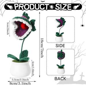 Novo Crochet Planta Em Vaso Flor Carnívora Criativa Planta Em Vaso, Decoração De Flor De Globo De Olhos Divertido - Product Image 4