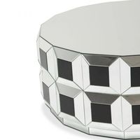 Table basse cocktail miroir à prisme rond unique de Montréal en argent