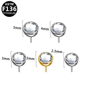 Clous de lèvre en titane avec sertissage en forme de boule de cristal pour accessoires de piercing - Product Image 5