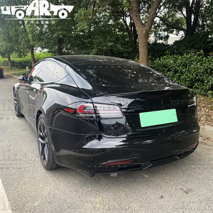 Modification des pièces de voiture Aileron arrière de couvercle arrière en fibre de carbone ABS Aileron de coffre arrière à carreaux pour les modèles Tesla Model S - Product Image 5