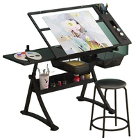 Table de dessin et de conception moderne en verre à angle réglable, avec revêtement en poudre, pour la maison, le bureau, l'école, l'atelier et la cuisine - Vente en gros