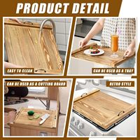 Planche à découper en bois 30"x22" avec poignée, couvercle de cuisinière pour cuisinières électriques et à gaz, couvercle de plan de travail d'évier, plateau de service