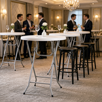 Table de bar pliante commerciale avec structure métallique pliable, table ronde robuste pour cocktails, idéale pour les hôtels, banquets, fêtes et événements