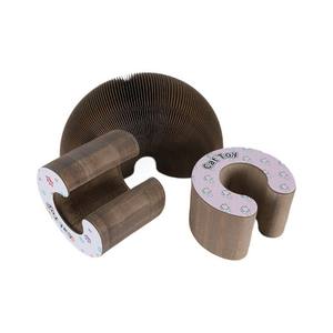Patas retorcidas plegables resistentes al desgaste, sin desprendimiento, divertido estilo acordeón, Tarjeta para rascar gato, juguete de cartón corrugado con bola de campana - Product Image 5