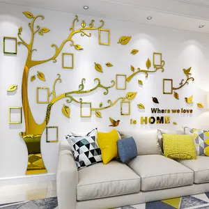 Marco de fotos de árbol grande, pegatinas de pared acrílicas 3D para sala de estar y dormitorio, para decoración del hogar