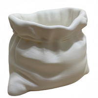 Pot de fleurs tendance en forme de sac fourre-tout imprimé en 3D, fabriqué en Chine, pour plantes d'intérieur ; Vase minimaliste blanc style toile de jute