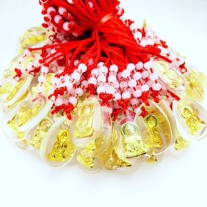 Colgante de oro de cristal, con forma de manzana, Buda dorado, Guanyin, doce animales del zodiaco, colgante de bolsa de la suerte en forma de lágrima - Product Image 2