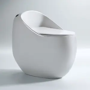 Egg Shaped WC Toilets Modern Design S Trap Siphon Jet Flushing 1 Piece Ceramic Toilet