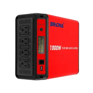 Inverter Daya Gelombang Sinus Murni 1000 W Dc 12V 24V Hingga 110V 100V Ac 1000 Watt dengan 4 Soket AS