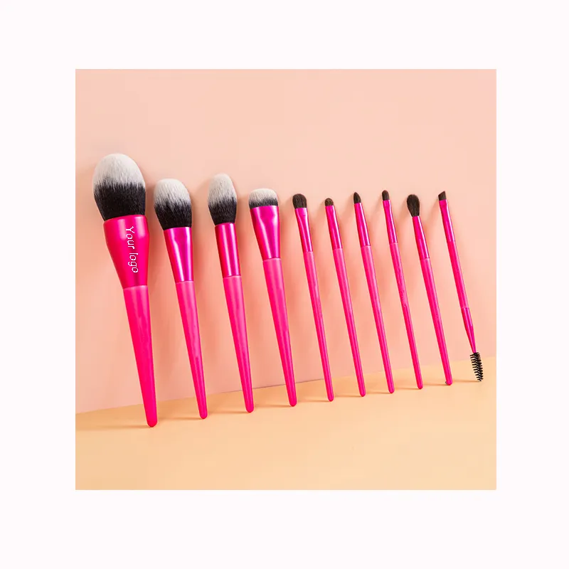 2023 Mauri Hot Sale Pinceaux Maquillage Professionnel Pink Rose Makeup Brush Set of 10 pcs