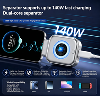 Séparateur intelligent de charge rapide Type-C 140W pour batteries de mobiles/téléphones/tablettes/ordinateurs portables/rasoirs avec coupure automatique en cas de surcharge