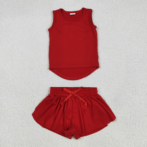 Conjuntos de Ropa de Yoga para Niñas en Stock, Trajes de Verano con Shorts Volantes, Venta al por Mayor, Ropa Deportiva de Tenis para Niños, Moda Activa de Fábrica - Product Image 3