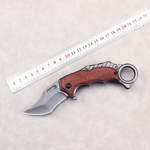 Couteau de poche <span class=keywords><strong>mini</strong></span> portable, lame en acier inoxydable, couteau pliant multifonctionnel avec manche en bois pour le camping, le bricolage, OEM - Product Image 1