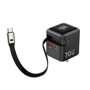 Cargador de 3 puertos Gan de 65w, enchufe de carga súper rápida, adaptador de viaje universal, cargador de pared múltiple retráctil súper rápido, Mini - Product Image 6