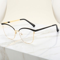 Nuevas gafas unisex con montura óptica estilo ojo de gato, clásicas de metal dorado, con filtro de luz azul, bisagras ligeras con resorte y protección ocular.