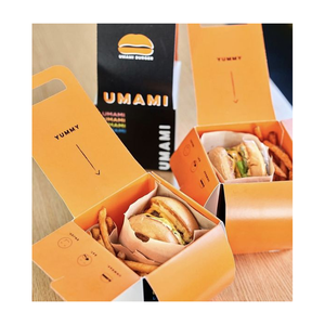 Hỗ trợ OEM ODM dịch vụ có thể gập lại vuông giấy kraft thức ăn nhanh bao bì bánh Hamburger Burger hộp - Product Image 4