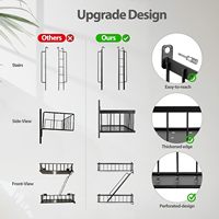 Étagère murale flottante en métal noir, design unique, pour rangement et présentation / Étagère murale style échelle d'évacuation