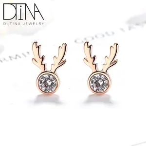 DTINA 925 sterling silver earrings rose gold a deer has you gem earrings