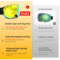 Lunettes de ski anti-buée pour hommes et femmes, pour motoneige, patinage, moto, pêche, activités de plein air, réglables, protection UV400, lunettes de snowboard