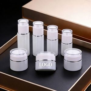 Custom Silk Screen White Glass Cosmetic Packaging Stock Eye Cream Bottles <b>Foundation</b> Jars Lotion Pumps with Logo - Product Image 4