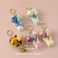 Koreanischer Stil Häkel-Schlüsselanhänger mit neuem Blumenmuster, 4 Jahreszeiten, doppelköpfiger Windglocken-Blumenanhänger, Farbverlauf-Maiglöckchen-Dekoration