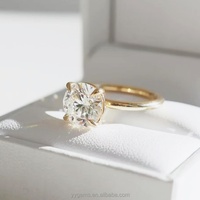 Bague en moissanite ronde au design classique, or massif 18 carats, bagues pour femmes, moissanite diamant 2 carats/4 carats pour bague de fiançailles de mariage