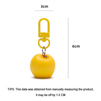 Schattig 3D geel perzik karabijnhaak sleutelhanger plastic fruit hanger tas charme groothandel aangepaste logo UV-print mode accessoire