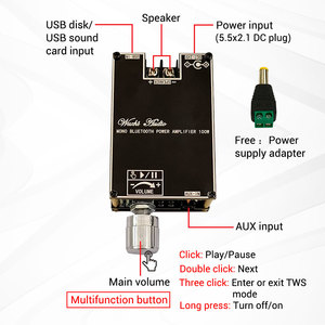 WUZHI AUDIO-Amplificador de Altavoz de Audio, Módulo de Sonido, TWS, TPA3116D2, AUX, Aplicación USB, 100W, 100W - Product Image 4