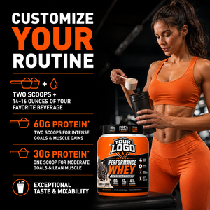 Poudre de protéines de performance supérieure, favorise l'énergie, la résistance et la prise de masse maigre, grande capacité, poudre de protéines à la crème de cookie et à la glutamine - Product Image 6