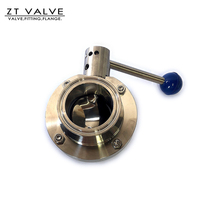 Pegangan 304 316L Dn150 250 300 6 "Clamped/berulir/lasan Tri Clamp Ferrule Stainless Steel sanitasi butterfly Valve