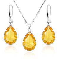 Parure de bijoux pas chère de Dubaï pour mariée, plaqué or, saphir, collier/princesse/boucles d'oreilles/bague, pierre bleue en forme de goutte d'eau