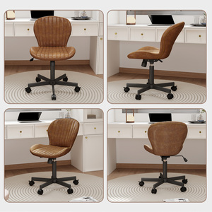 Silla de Oficina Ergonómica Moderna de Cuero PU, sin Brazos, Altura Ajustable, Giratoria, con Ruedas Silenciosas, para Oficina en Casa, Sala de Estar, Escuela - Product Image 5