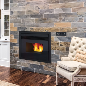 JOOCHEN - Chimenea de Pellets Moderna de Acero de 9KW para Empotrar en Pared, con Control Remoto, Sin Humo, para Sala de Estar, Uso Interior - Product Image 2